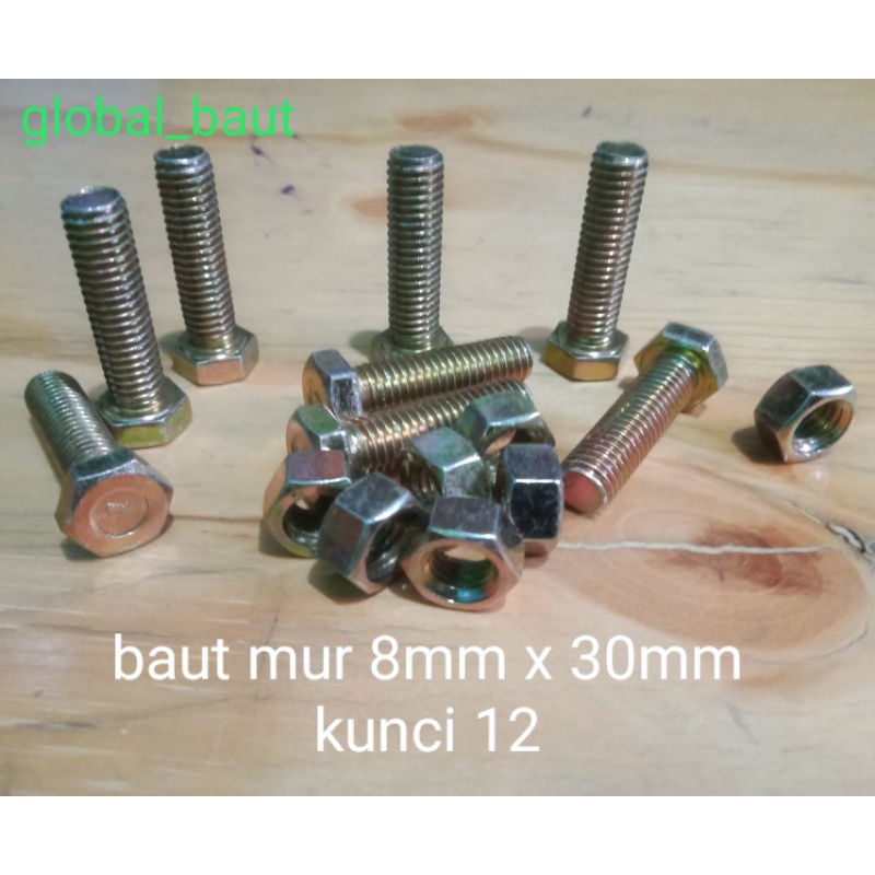 baut mur 8mm x 30mm kunci 12