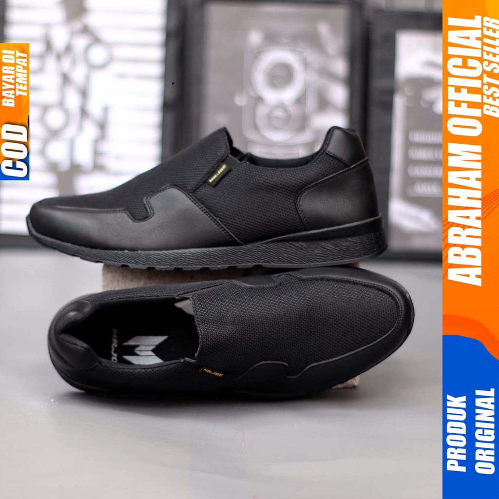 Sepatu Sneakers Pria Casual Hitam Kerja Abraham Paul