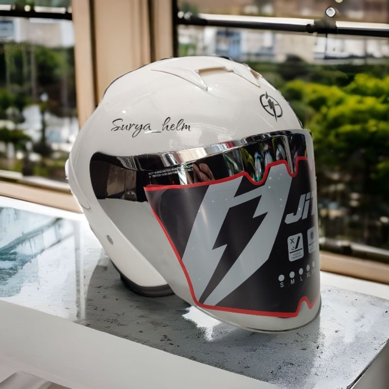 JITSU JS1 HELM HALF FACE WARNA PUTIH METALIC
