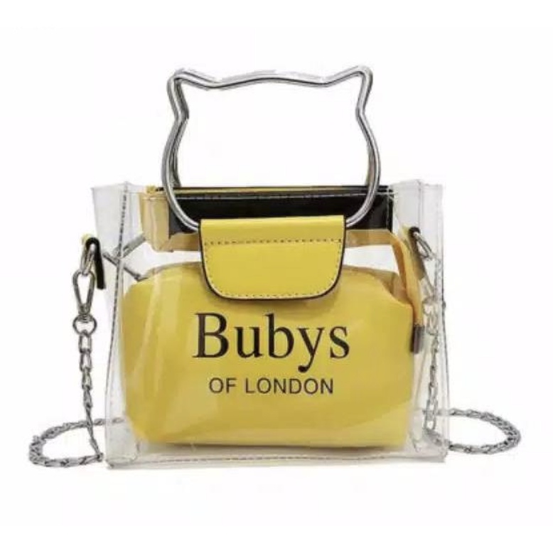 PROMO 7.7 - BUBYS OF LONDON FASHION TAS SELEMPANG HANDBAG PVC 2IN 1 TRANSPARAN UNTUK WANITA