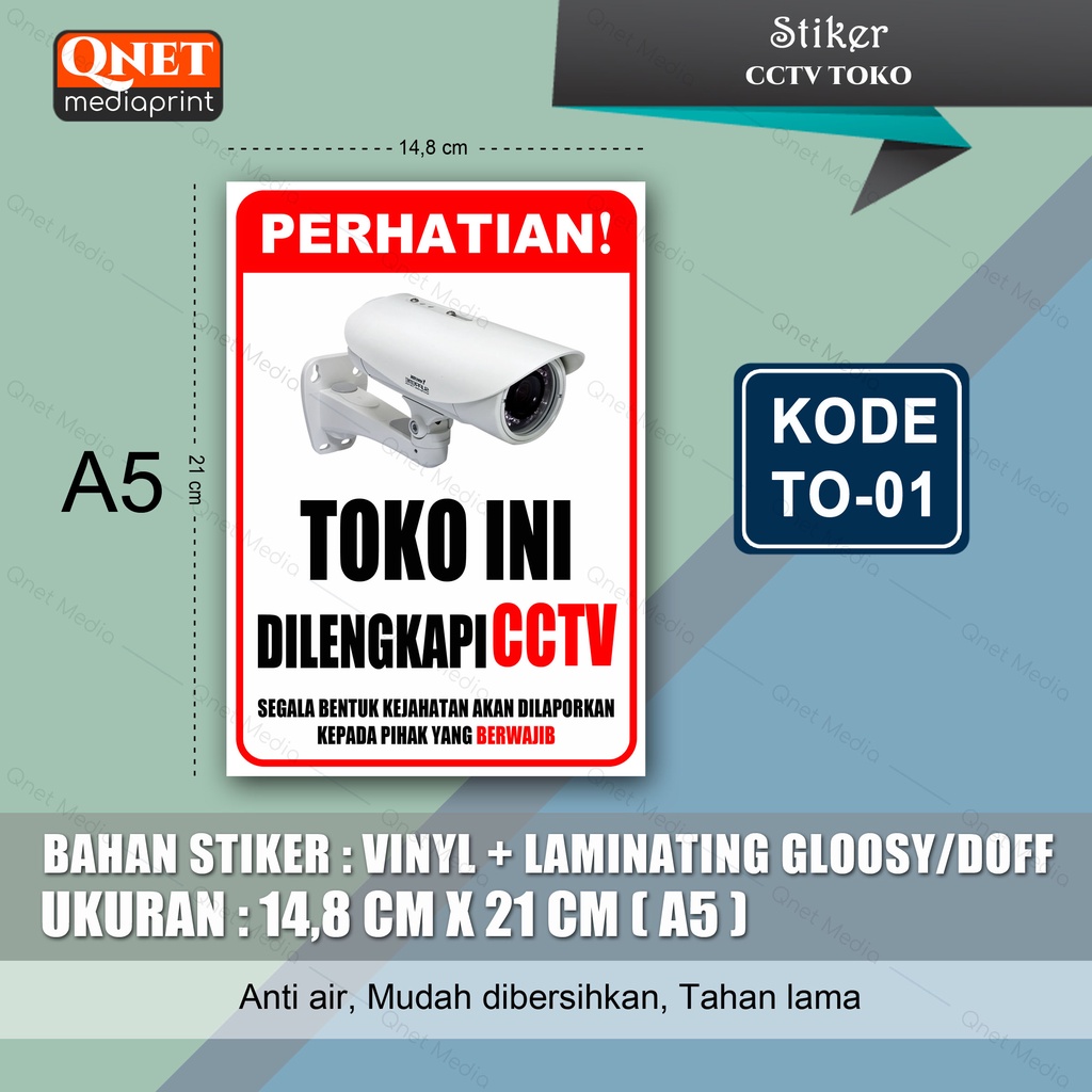 

A5/A4 STIKER CCTV TOKO + LAMINATING GLOSSY