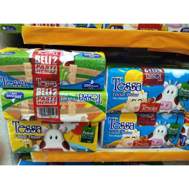 Tessa facial tissue 200sheet 2ply paket hemat(perbanded isi 2)