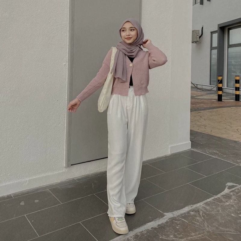 Celana Kulot Highwhais - Loose Pants Panjang - Kulot Anti Kusut - Celana Kulot Wanita Korea Style