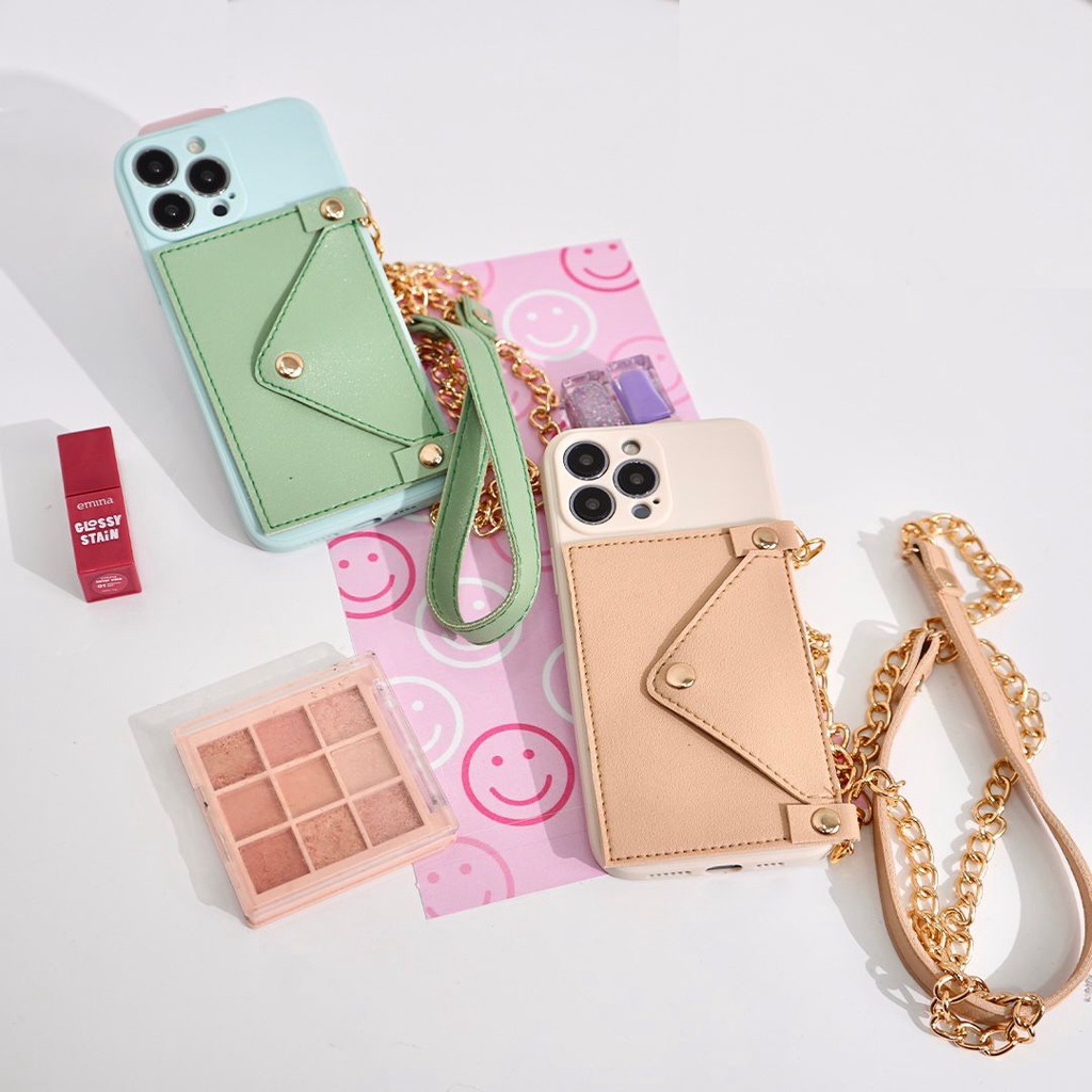 Case HP Dompet Kulit + Tali Rantai Samsung A24 A34 A14 A54 A04 A04E A73 A13 A04s A22 4G A22 5G A21S 