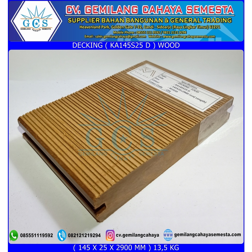 KA145S25 D - Decking WPC / Lantai WPC / Lantai Kolam Renang