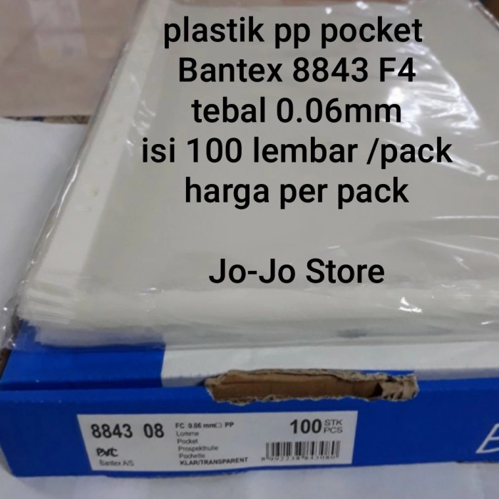 

Plastik Pp Pocket 8843 F4 Bantex Clear 0.06 Mm Per Pack Isi 100 Lembar Star Seller