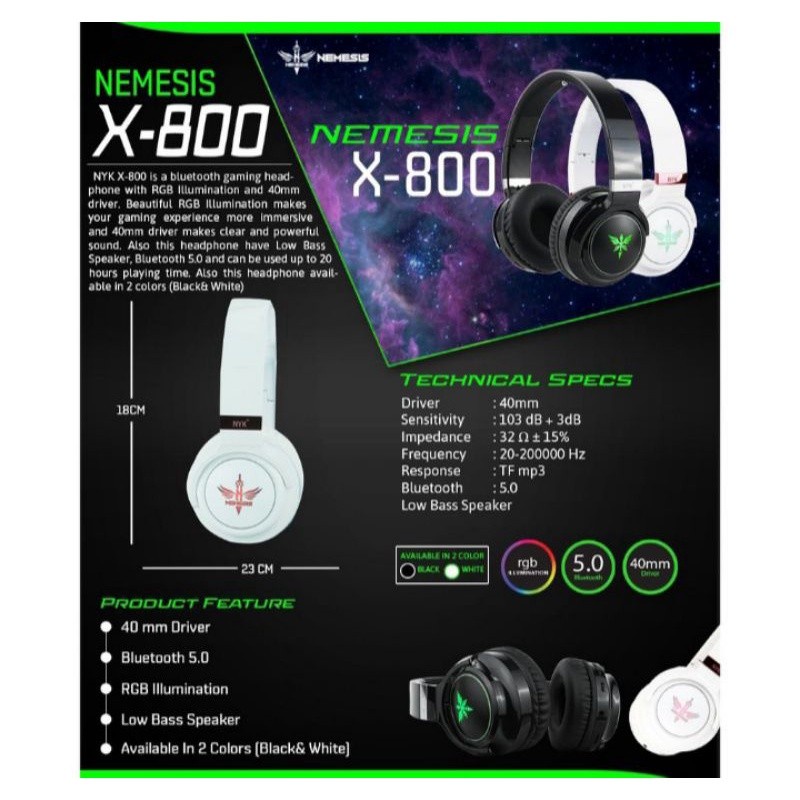 HEADSET GAMING NYK X800  v5.0