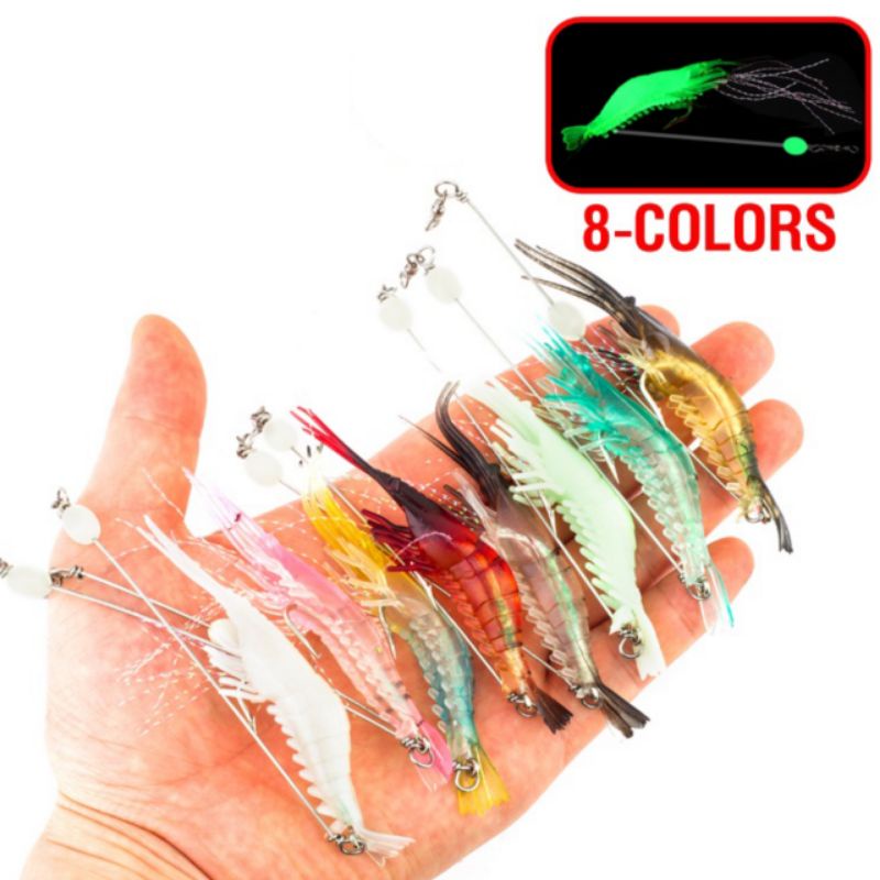 Umpan soft lure bentuk udang bercahaya 9 cm