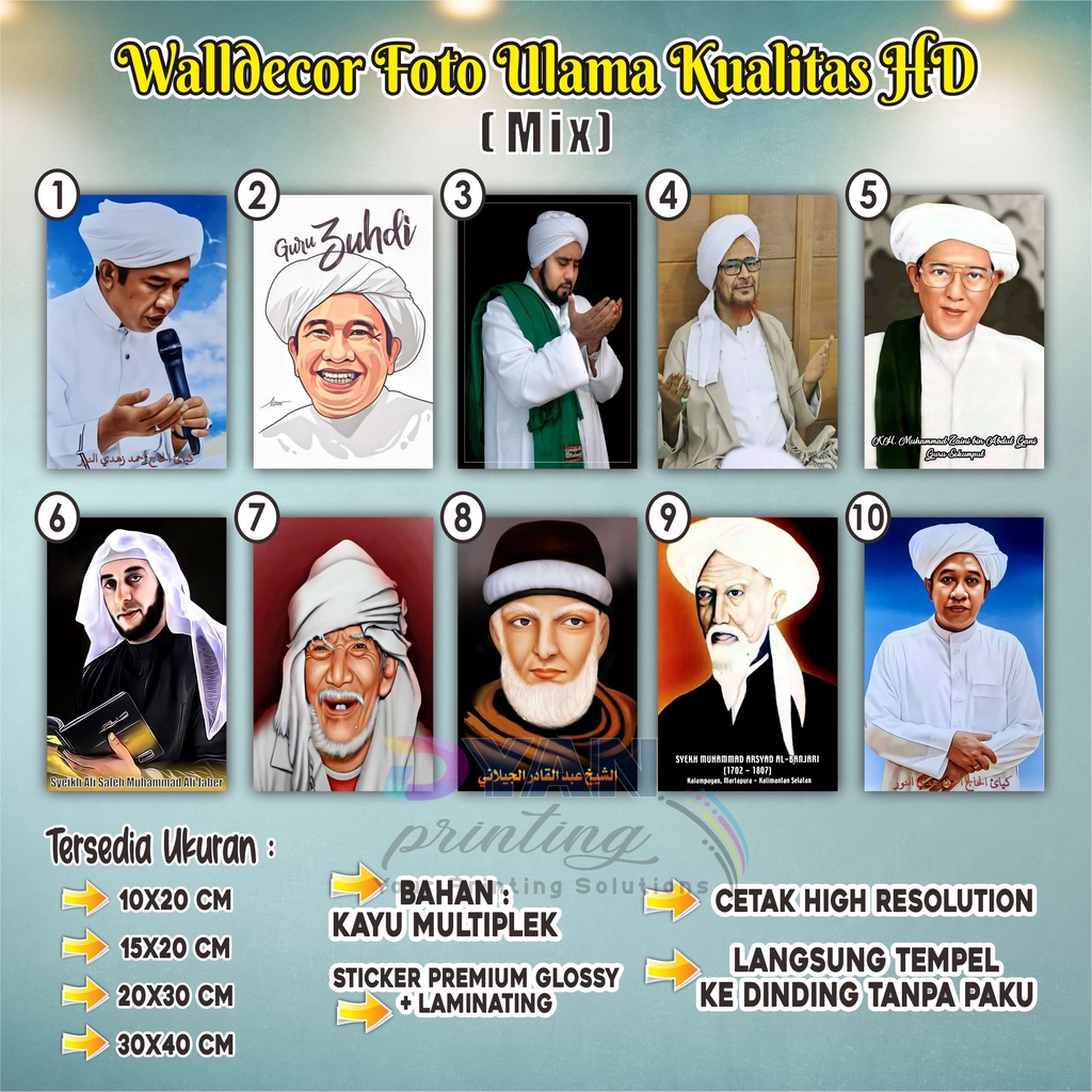 WALLDECOR FOTO ULAMA/HABAIB KUALITAS HD,BISA COD/BAYAR DITEMPAT