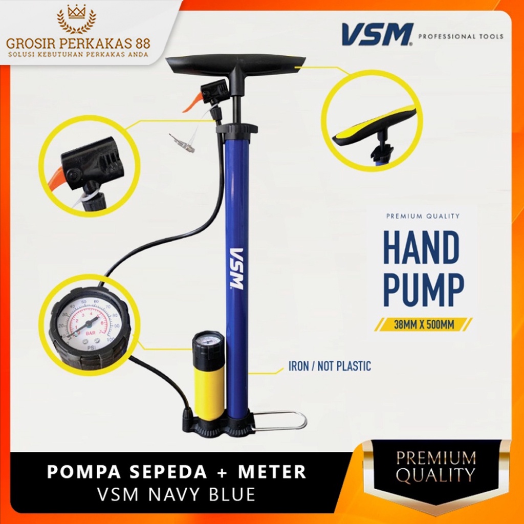 Pompa Sepeda Motor Angin Kompa Kumpo Sepedah Standart Hitam Bola Tangan VSM