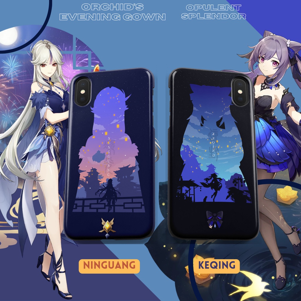 Case casing genshin impact keqing ningguang summer costume skin softcase hardcase glasscase