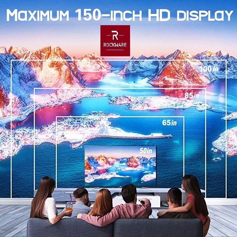 ROCKWARE W80 - Smart Android Projector 3000 Lumens - 1080P Support