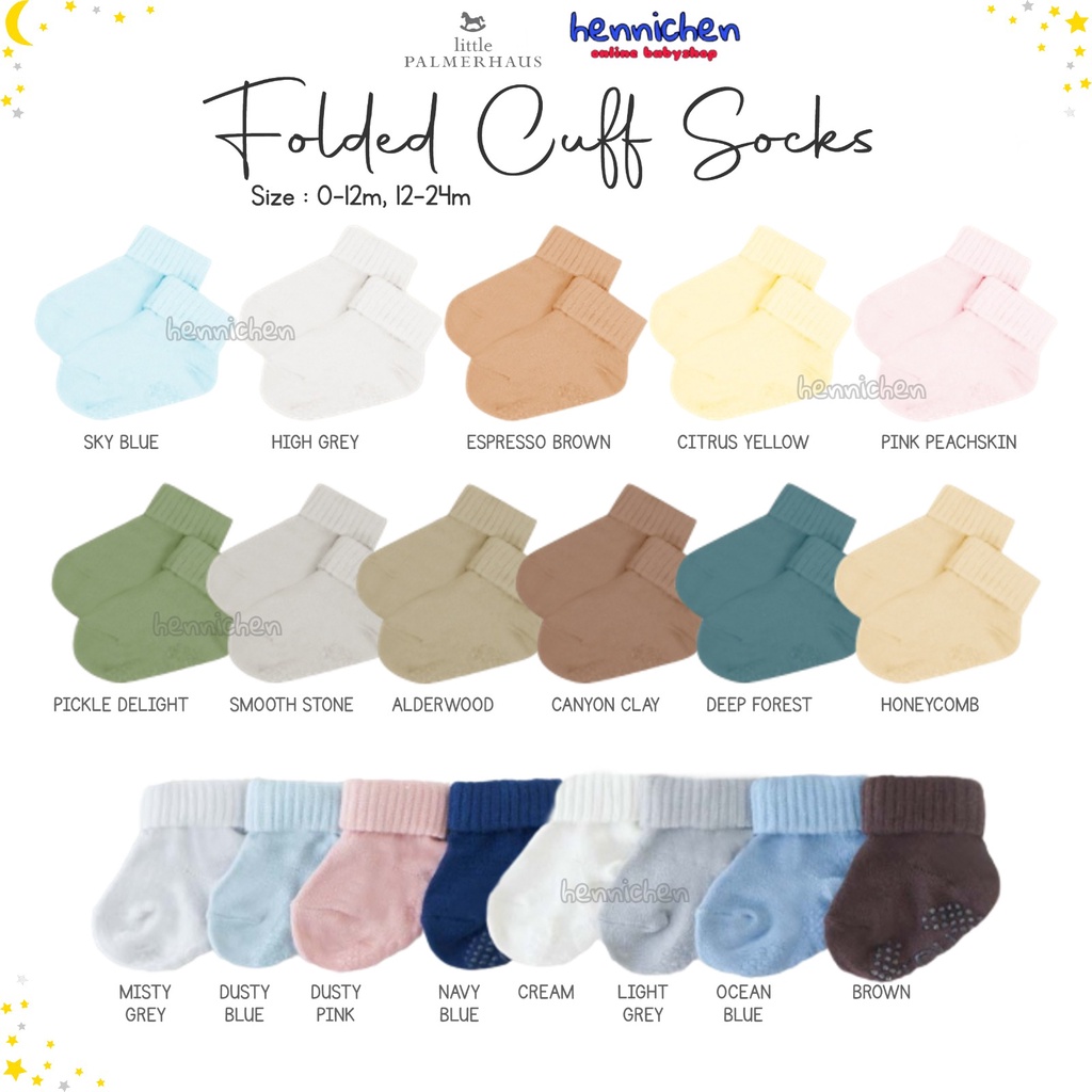 BIG SALE Little Palmerhaus - Folded Cuff Socks (Kaos Kaki Bayi) kaos kaki rajut lipat booties bayi dengan anti slip 0-24 bulan