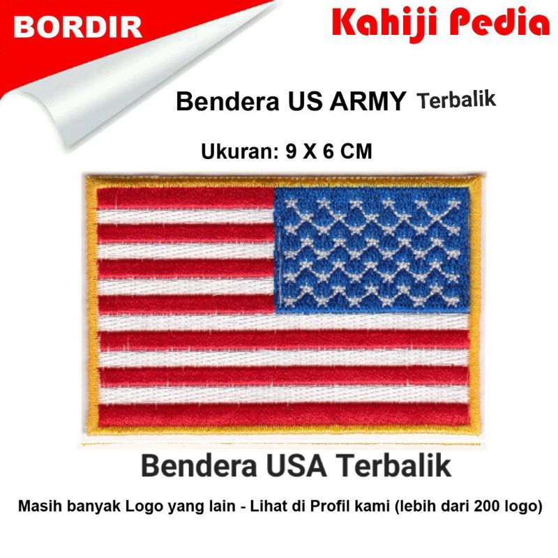Patch bordir emblem bordir bendera us army terbalik