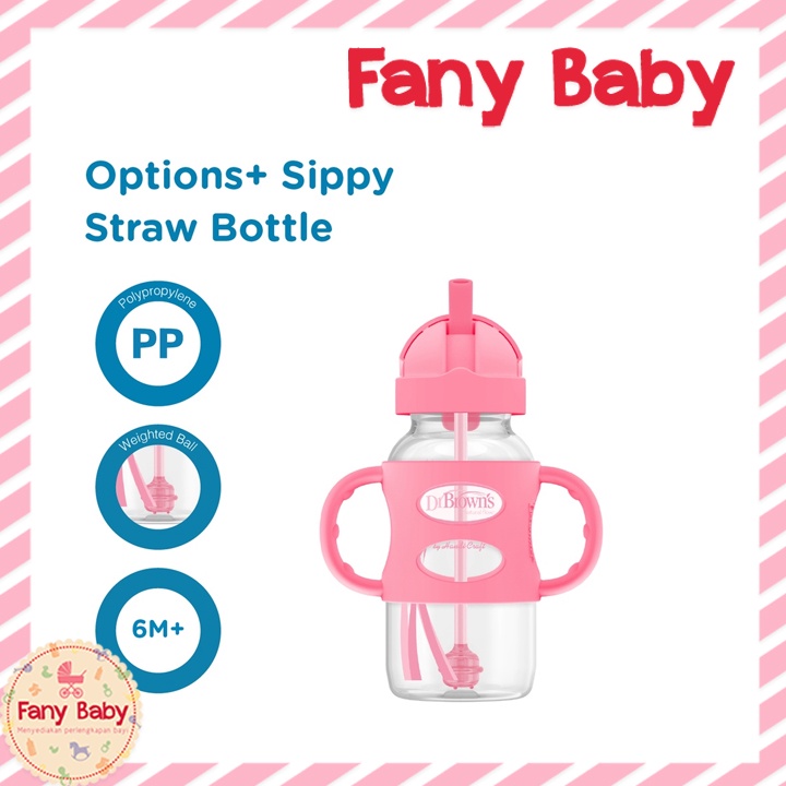 DR BROWN'S SIPPY STRAW BOTTLE WITH SILICONE HANDLE 9OZ 270ML