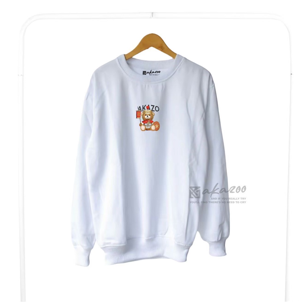 crewneck distro oversize pria Sablon Bear Robotic crewneck kerah tinggi sweater oblong jumbo xxl crewneck krah akazoo.id