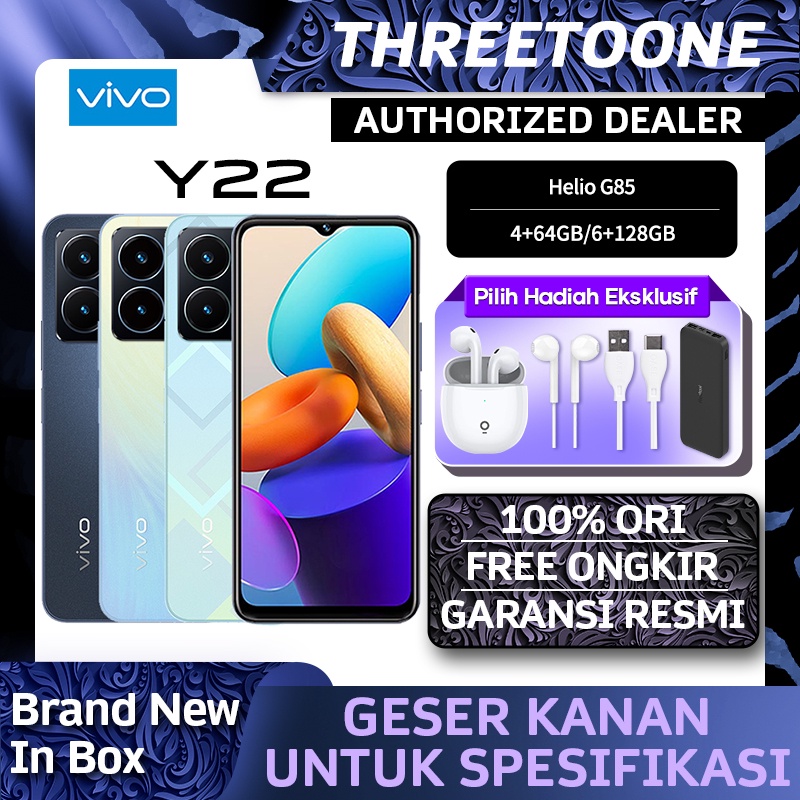 Vivo Y22 Y27 RAM 6GB + 6GB Extended  ROM 128GB Snapdragon 680 Android 11 50MP Garansi Resm 2022 handphone murah