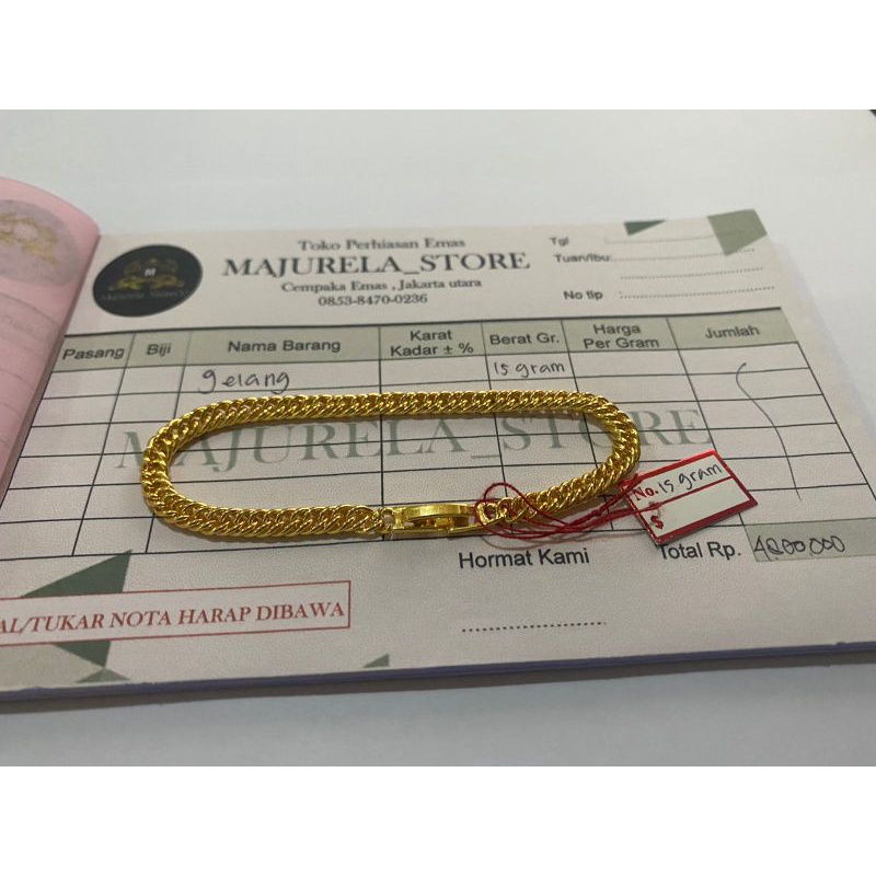 Gelang Tangan emas 15 gram Free Surat dan dompet-2