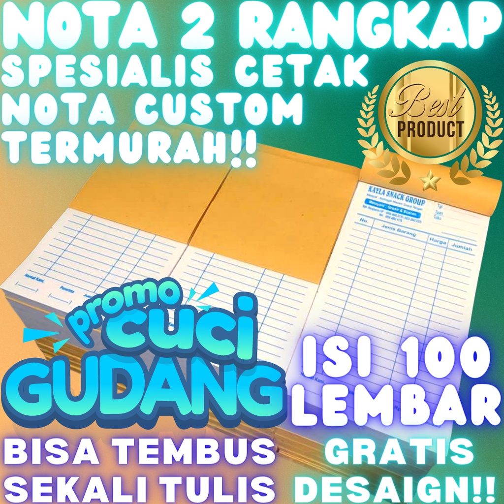 Jual Cetak Nota Custom 2 Ply Termurah Gratis Desaign Dan Logo Cetak