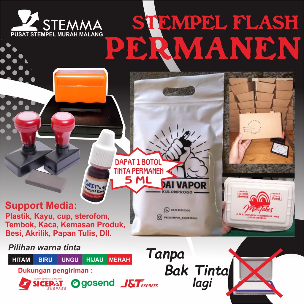 

Stempel Custom Flash Tinta Permanen I stempel warna plastik sterofoam cup gelas