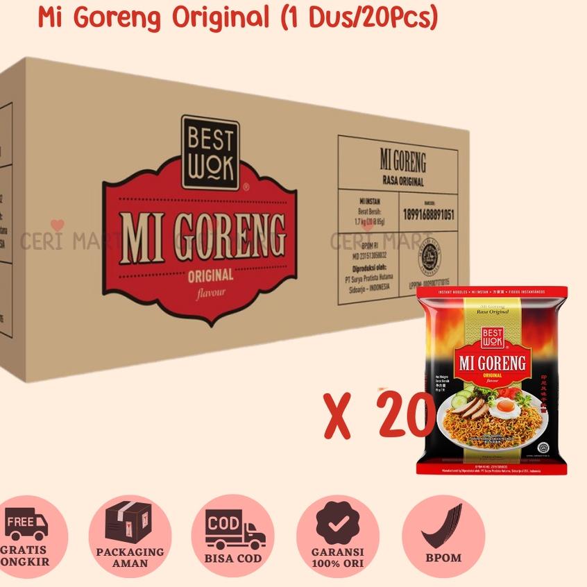 

℮ Best Wok Mi Mie Goreng Original 1 Dus 20 pcs Instant Noodle 85gr BestWok KKV Indomie ❇