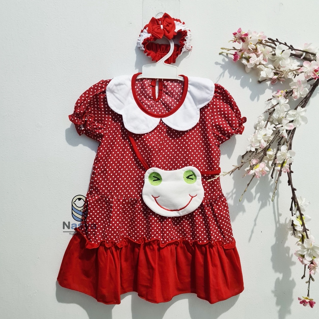 [P-015C] Dress Bayi bermacam-macam motif Keren (Bonus bandana) usia 3-12 bulan