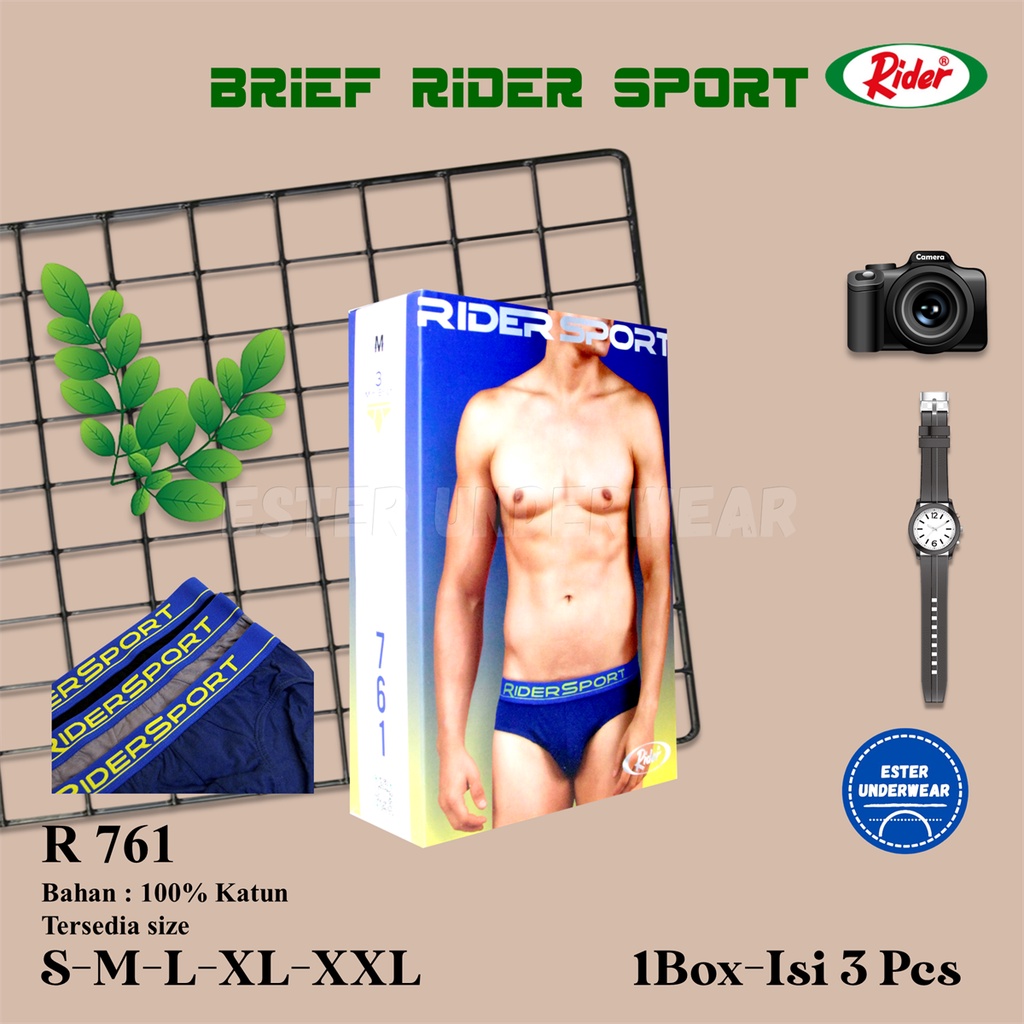 Celan Dalam Pria Rider Sport R 761 Isi 3Pcs/Pack Bahan Katun