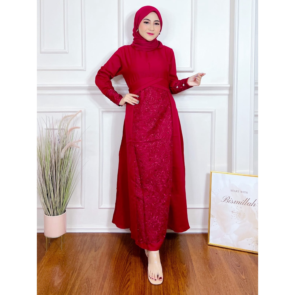 GAMIS BROKAT HASANAH syari wollycrepe burkat  syari brokat muslimah fashion style terbaru