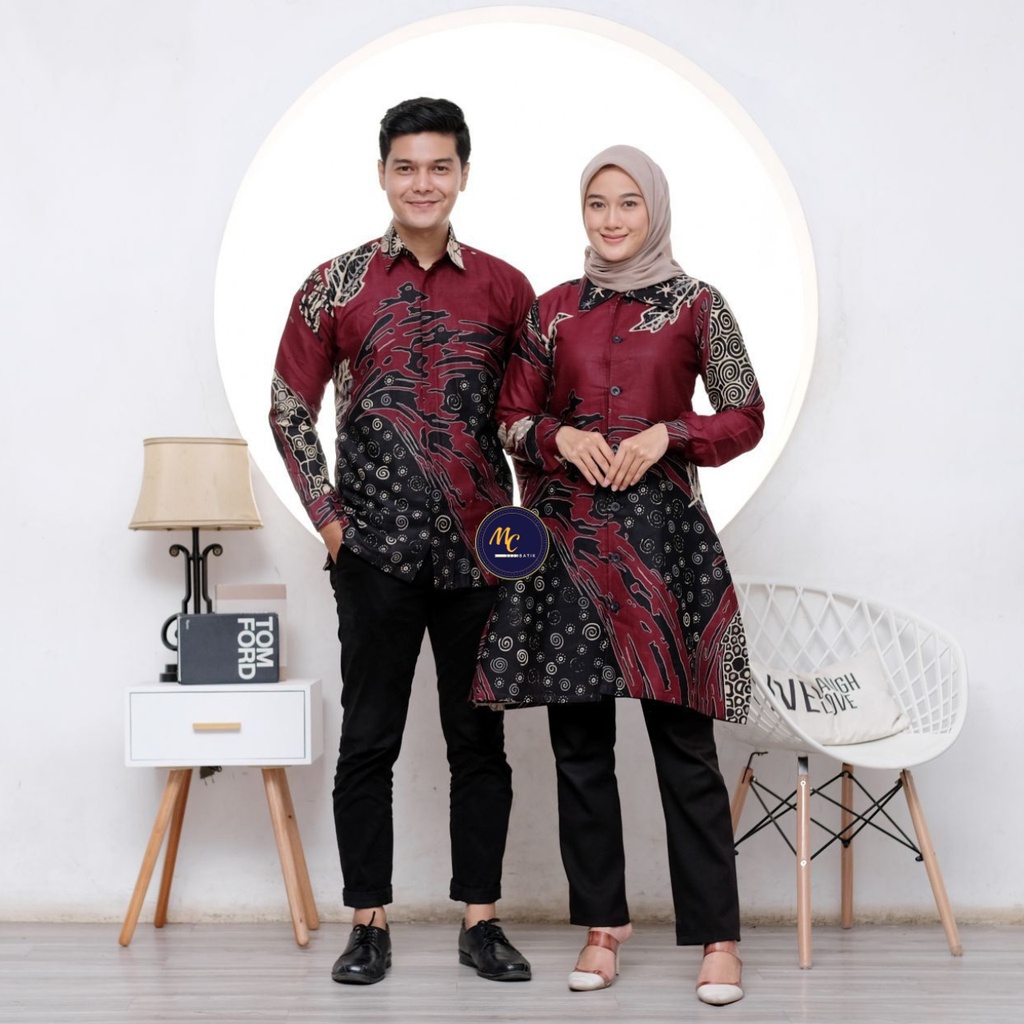 Batik Couple (MCbatik) - Batik Couple Tunik Busui Friendly/Full Kancing Depan Kemeja  Ready Seragam Kantor M L XL XXL Jumbo