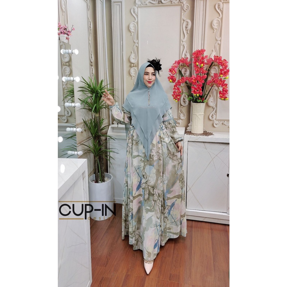 Gendis Syari Abstrak By Cup-in Design ORI Hijab Gamis Syar'i Original Kekinian Terlaris Termurah Bes