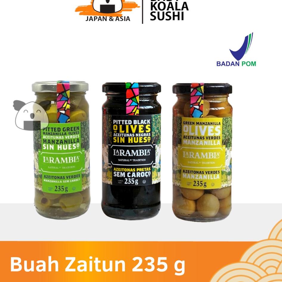 

Potongan spesial LA RAMBLA Olives Green Black Buah Zaitun Hijau Hitam 235 g Halal │ Import Spanyol