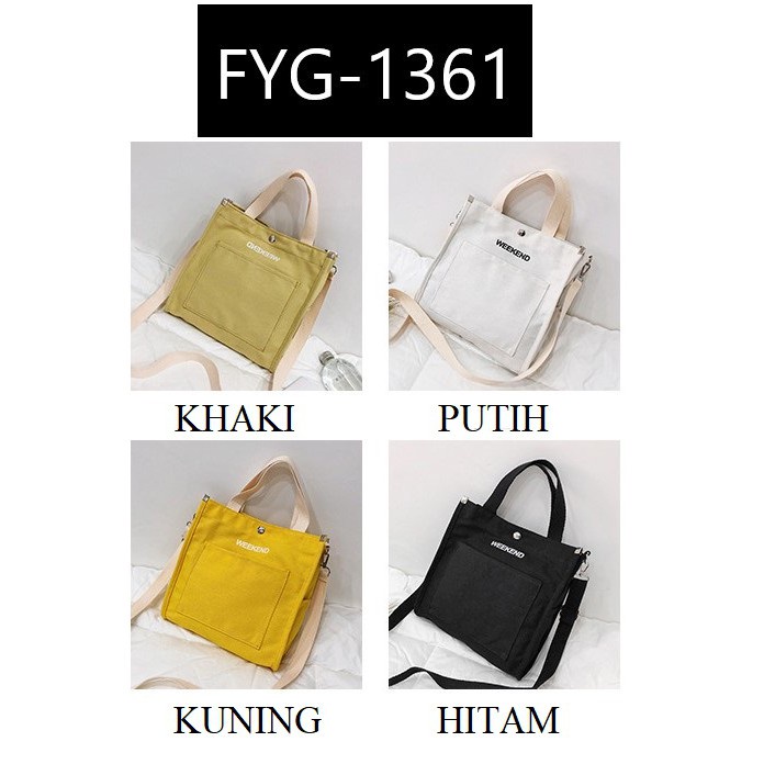 FYGALERY FYG1361 Tas Selempang Kanvas Wanita Tas Jinjing Perempuan Fashion Korea