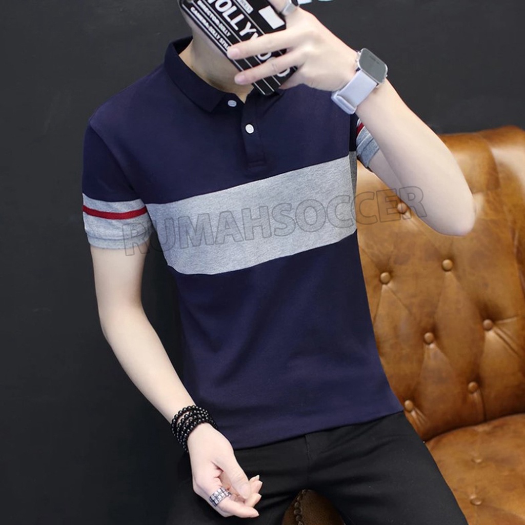 Kaos Pria Formal Lengan Pendek BLADE Kerah Polo Shirt Man Dewasa Bahan Katun Adem Asli Bandung