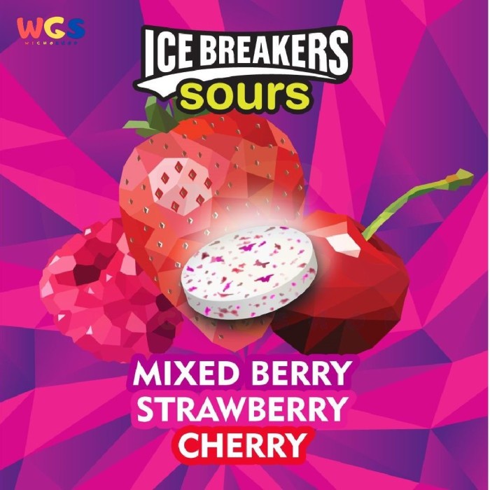 

Permen ICE BREAKERS Sours Mints Mixed Berry, Strawberry, Cherry 42g