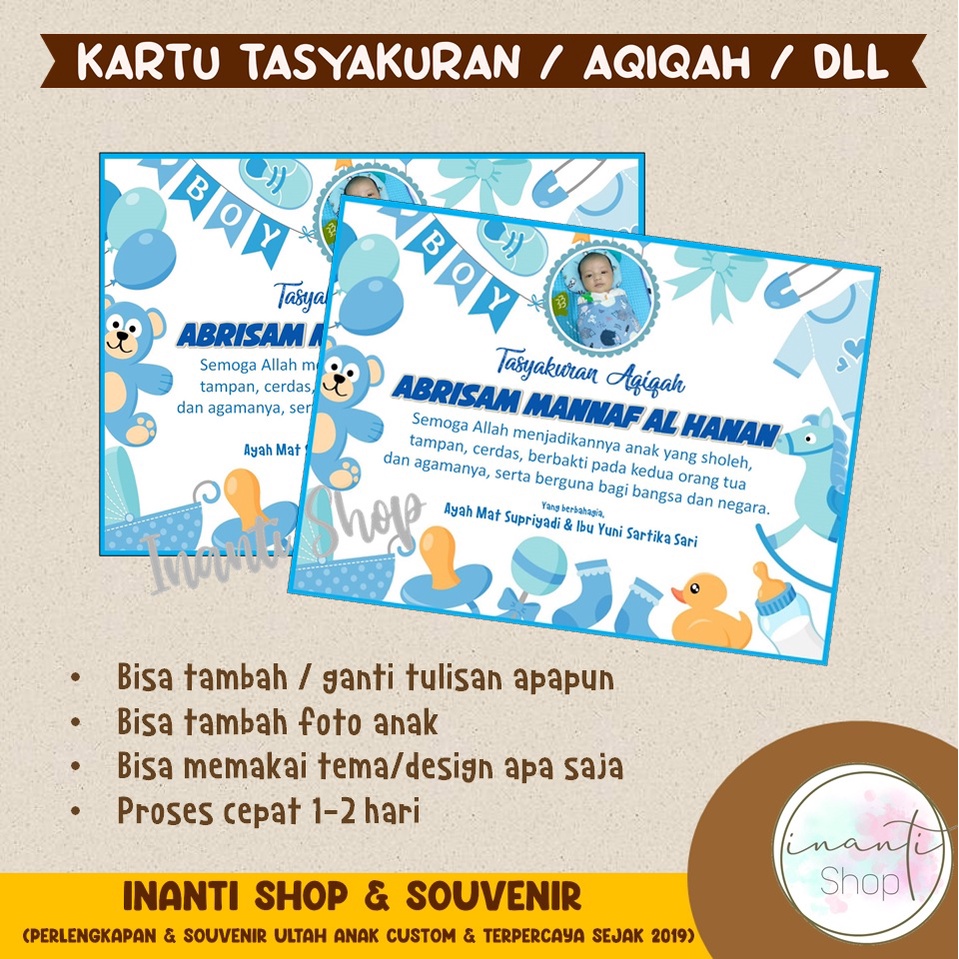 Kartu Ucapan Tasyakuran / Tedak Siten / Aqiqah / Selapanan / 7 bulanan / 4 bulanandll