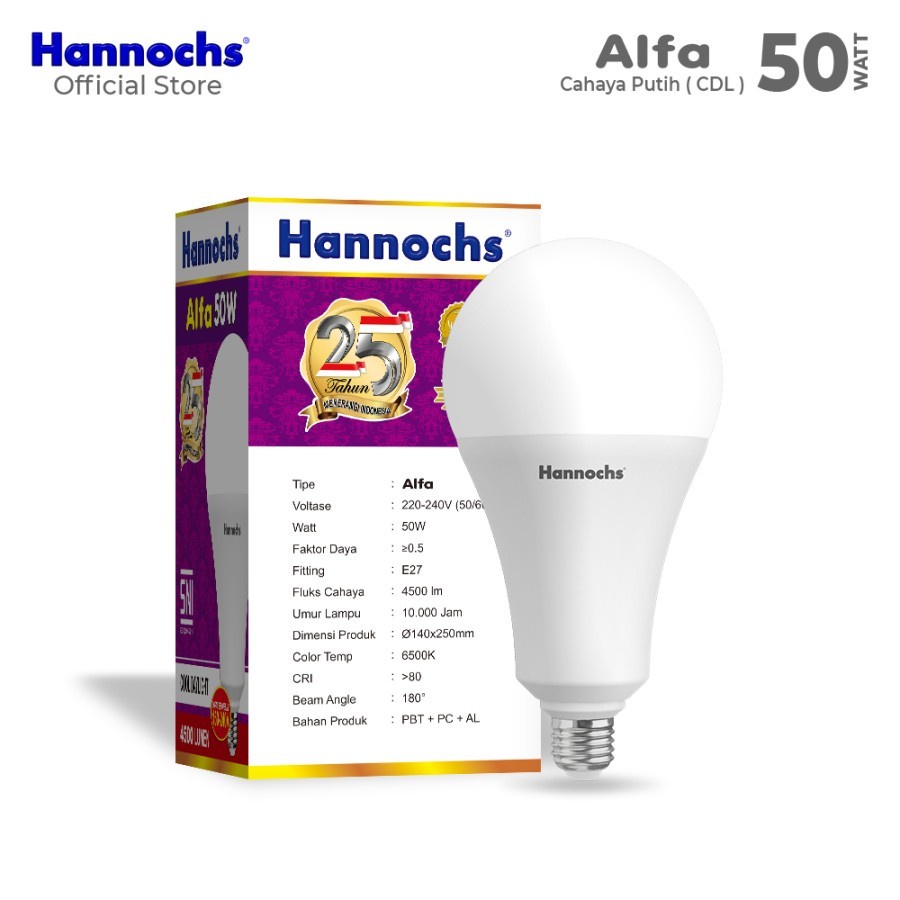 Lampu LED Alfa 50 Watt Hannochs Cahaya Putih Hannochs Alfa 50w