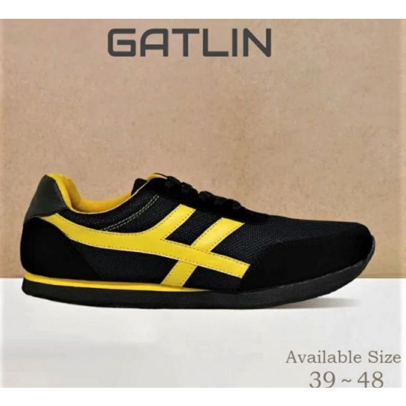 GATLIN Sport Black Size JUMBO 39-48 Sneaker Olahraga Pria Wanita Basket Gym Aerobik BIG Size Sepatu Style Koreaan Super JUMBO Hitam Kulit, 44