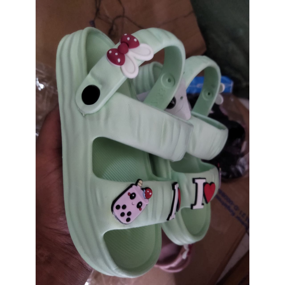 Sandal selop anak perempuan duoble strap Terbaru 633T ( 30-35 ) Gosome Sandal selop ban 2 Termurah
