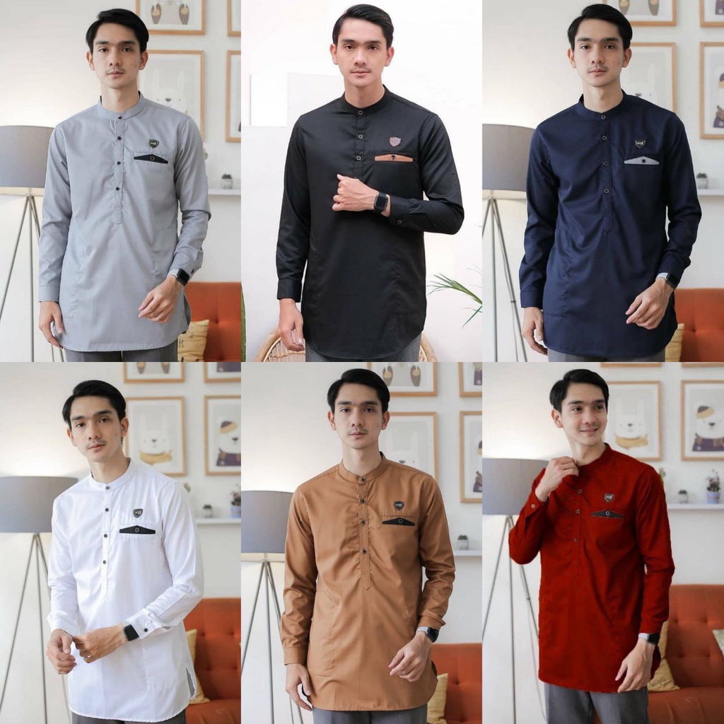 Baju Koko Kurta Lengan Pendek Baju Koko Fashion Muslim Pria Dewasa Terbaru Bahan Toyobo