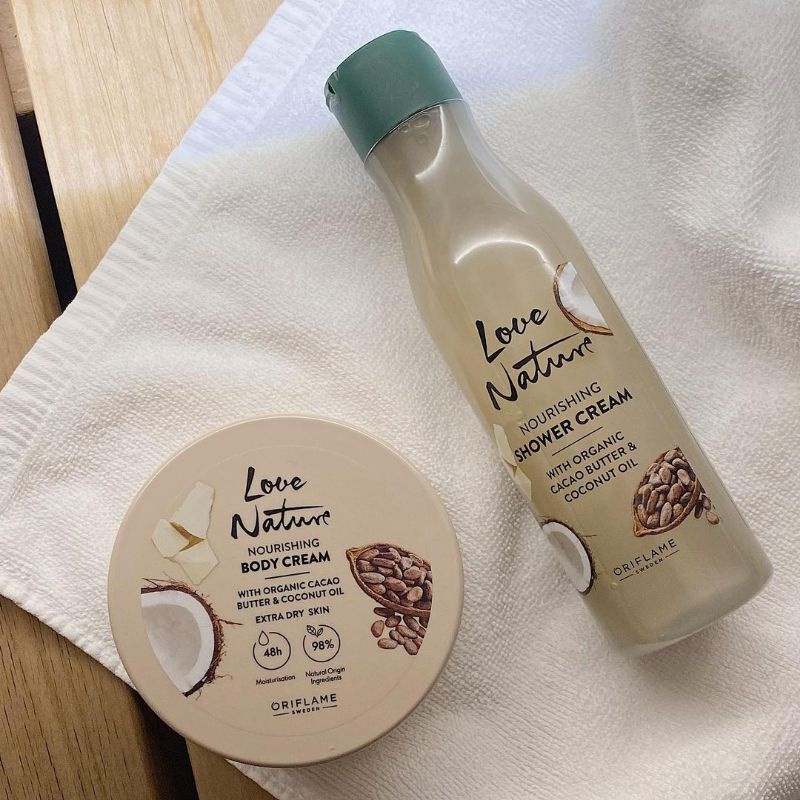 Love Nature Nourishing Body Cream/Shower Cream/Liquid Hand Soap With Organic Cacao Butter &amp;Coconut Oil