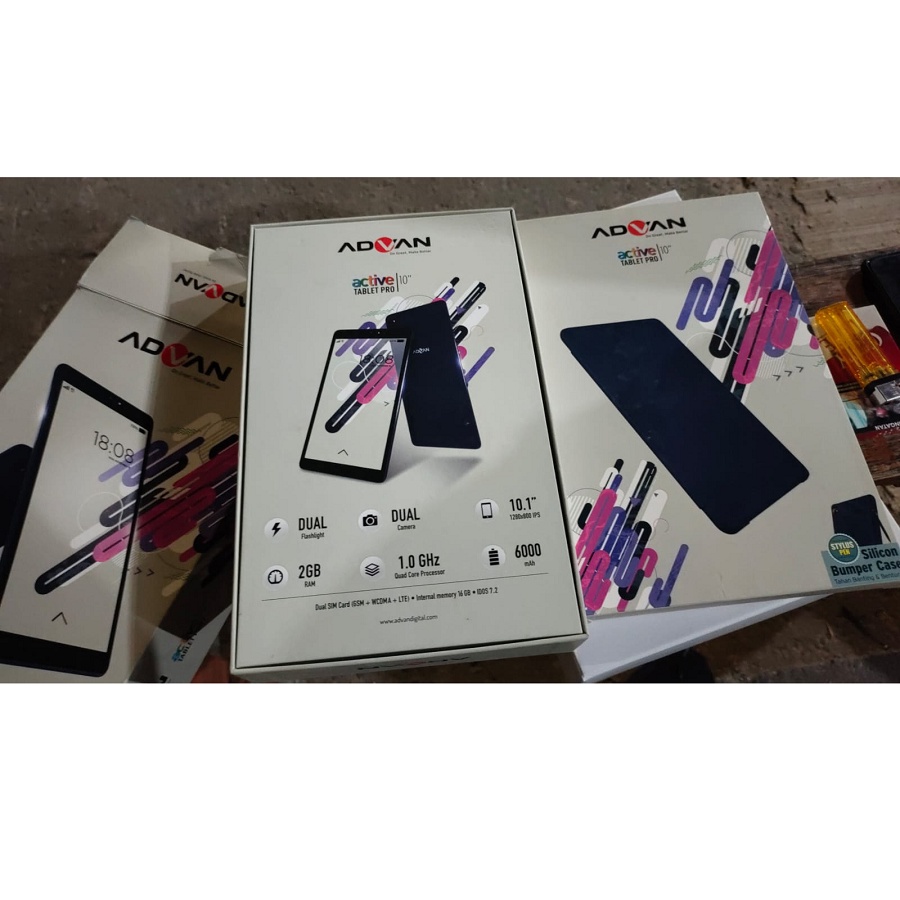 Advan Vandroid i10 Pro Active 10inc Android 7 Free Flip Cover Stylus Pen Headset Fullset Lengkap