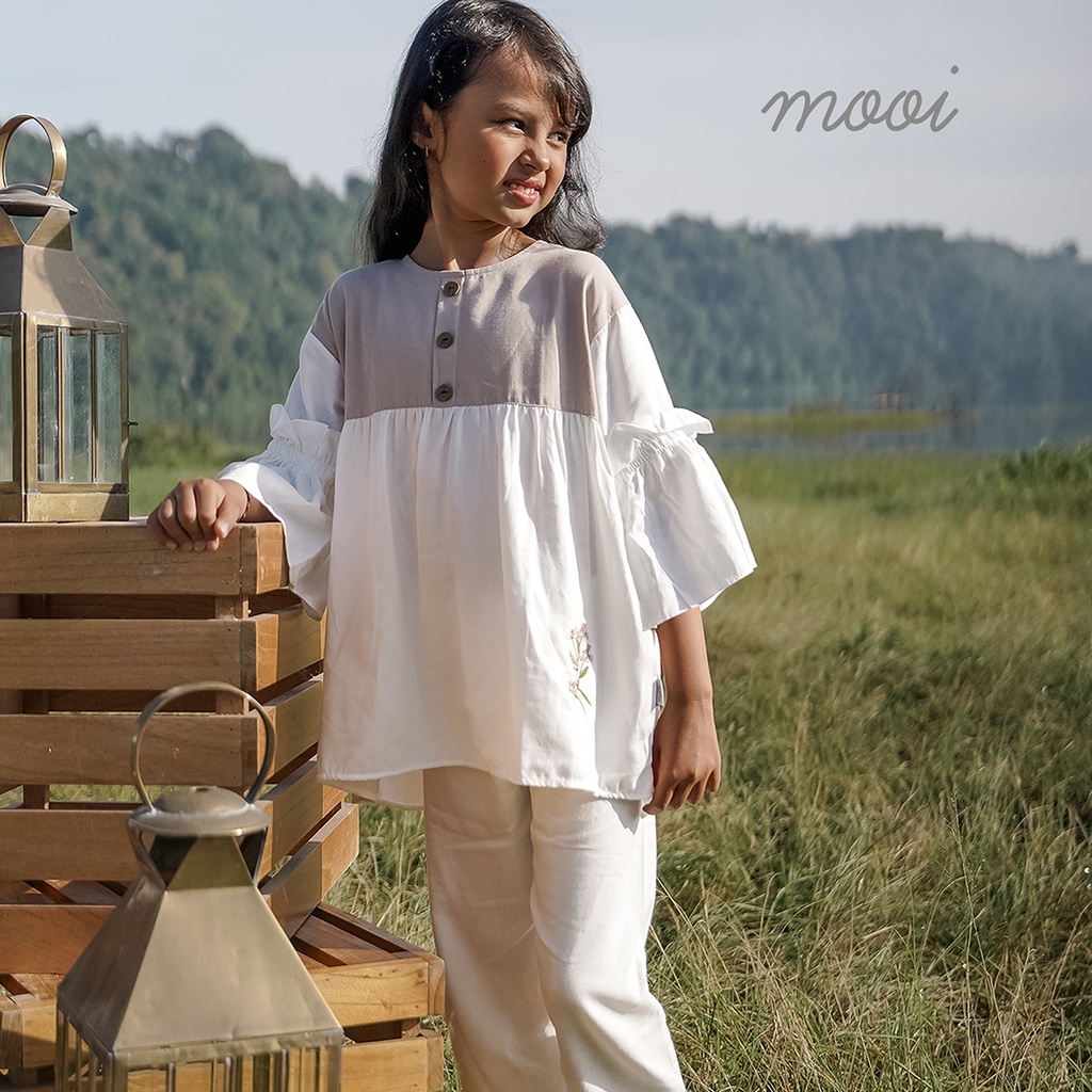 Mooi Tisha Tunik Set 1-10 Tahun Tunik Raya / Setelan Tunik Lebaran Anak Perempuan Seri Keluarga Pakaian Muslim CBKS