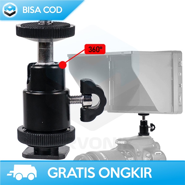 BALL HEAD KAMERA 1/4 ADAPTOR TRIPOD RINGLIGHT TAFFSTUDIO CLIP HOLDER