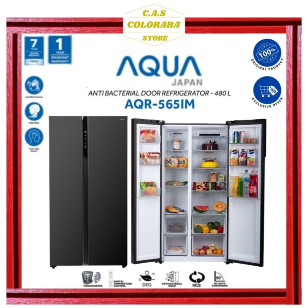KULKAS AQUA JAPAN AQR565IM(GB) KULKAS SIDE BY SIDE INVERTER AQR565IM AQR565 AQR565 AQR 565 IG GB