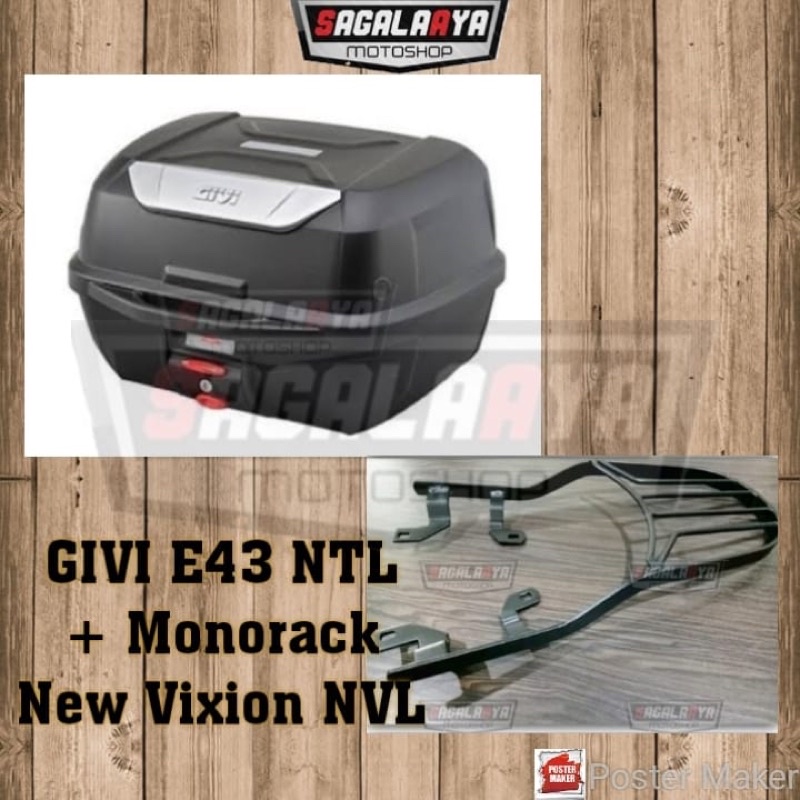 paket Box Givi E43 NTL E43ntl Monorack New Vixion NVL Gp sport statis Bracket Box