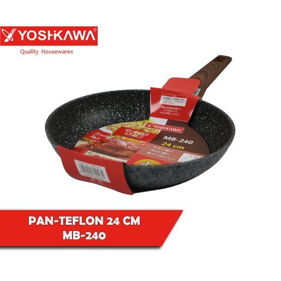 Marble Fry Pan Teflon (PKT) MB-240 Yoshikawa Panci Wajan Keramik Gagang 24 cm