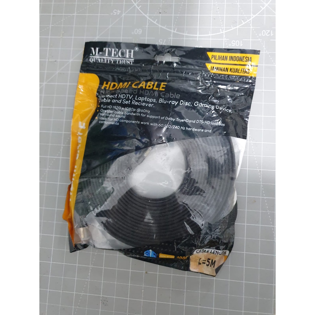 Kabel HDMI 5M Flat M-Tech kualitas bagus