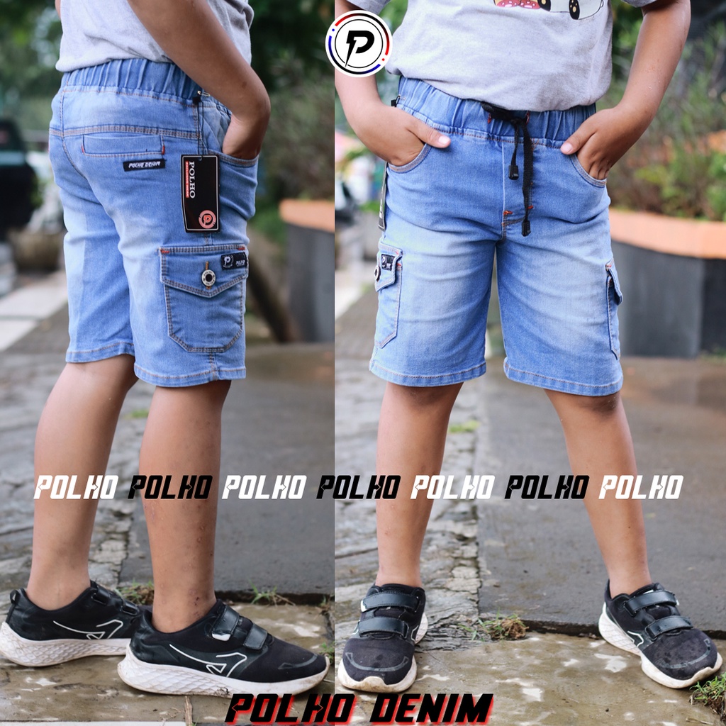 Celana Jeans Anak Pendek Cargo Boardshort usia 2-12 tahun by POLHO DENIM