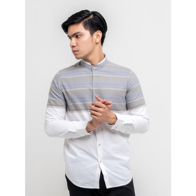 TERMURAH MOC Kemeja Koko Lengan Panjang Pria Modern Fit LENTZ - BLUE /BAJU KOKO PRIA/BAJU KOKO DEWAS