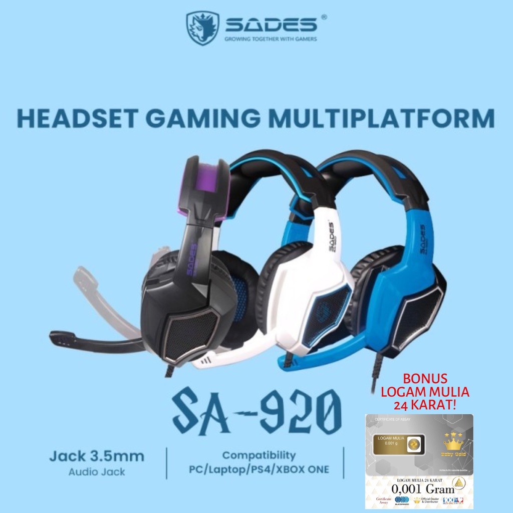 Gaming Headphone Sades Headset Gaming Multiplatform Sades SA-920